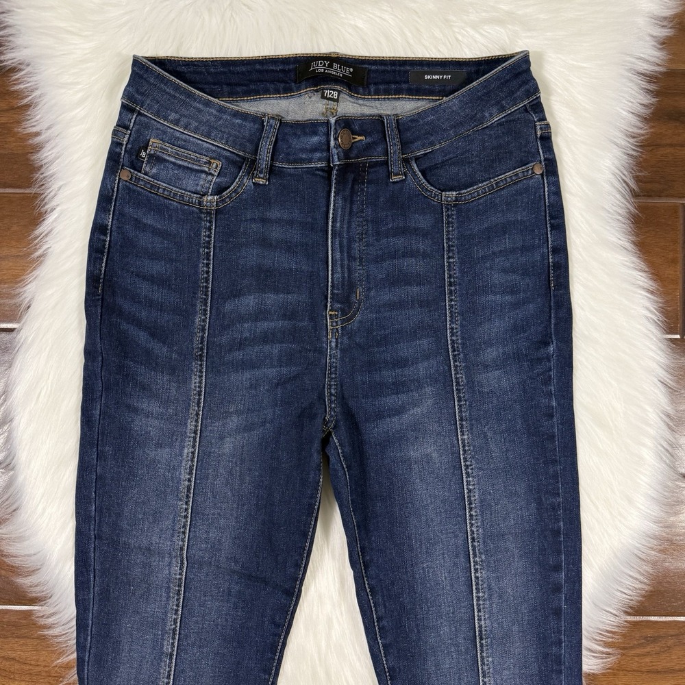 Judy Blue Women's‎ Size 7 / 28 Dark Wash Seamed Skinny Fit Denim Jeans - Picture 2 of 7